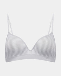 Simply Seamless Contour Bra in GREY MARL/WHITE STRIPE. Flat lay front view