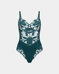 Margot Estelle Bodysuit in MEDITERRANEA. Flat lay front view
