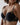 Model wears Keyhole Push Up Bra in BLACK/TOASTED ALMOND. On body side view