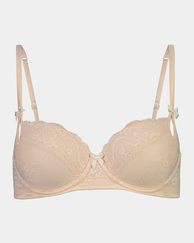 Zoe Contour Bra in SCALLOP SHELL/GARDENIA. Flat lay front view