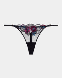 Niara Thong in BLACK/BEAUJOLAIS. Flat lay front view