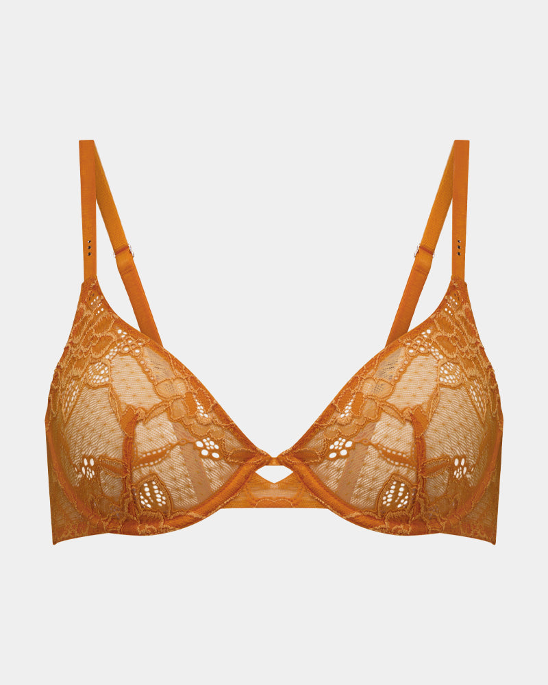 My Fit Underlayer Underwire Bra in TANGERINE. Flat lay front view