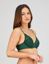 Model wears Embrace Contour Bra in RAIN FOREST. On body side view