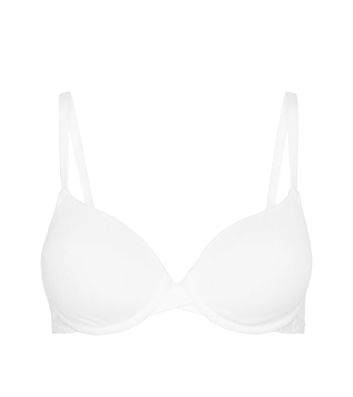 Body Cotton Contour Bra in WHITE. Flat lay front view