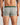 Model wears Retros Print Mens Trunk in ART DECO TILE PRINT. On body back view