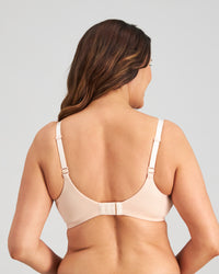 Model wears Bendon Nurture Maternity Bra in LATTE. On body back view