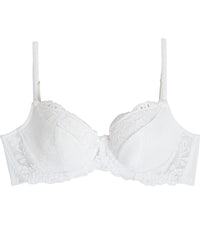 Body Lace Contour Bra in WHITE. Flat lay front view