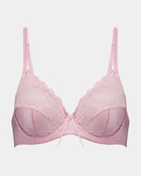 Yvette Underwire Bra in ICY PINK. Flat lay front view