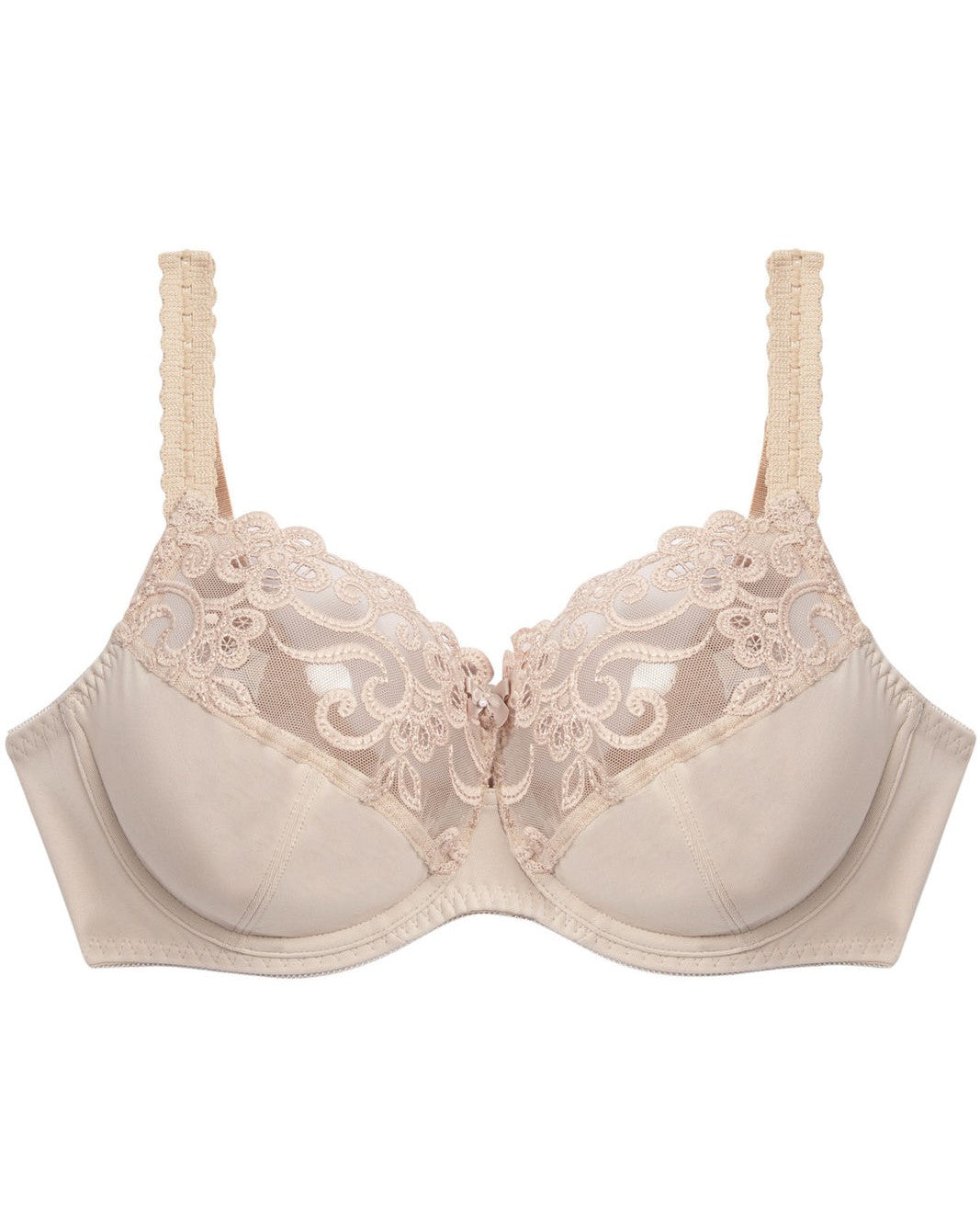 Coral Underwire Bra in LATTE. Flat lay front view