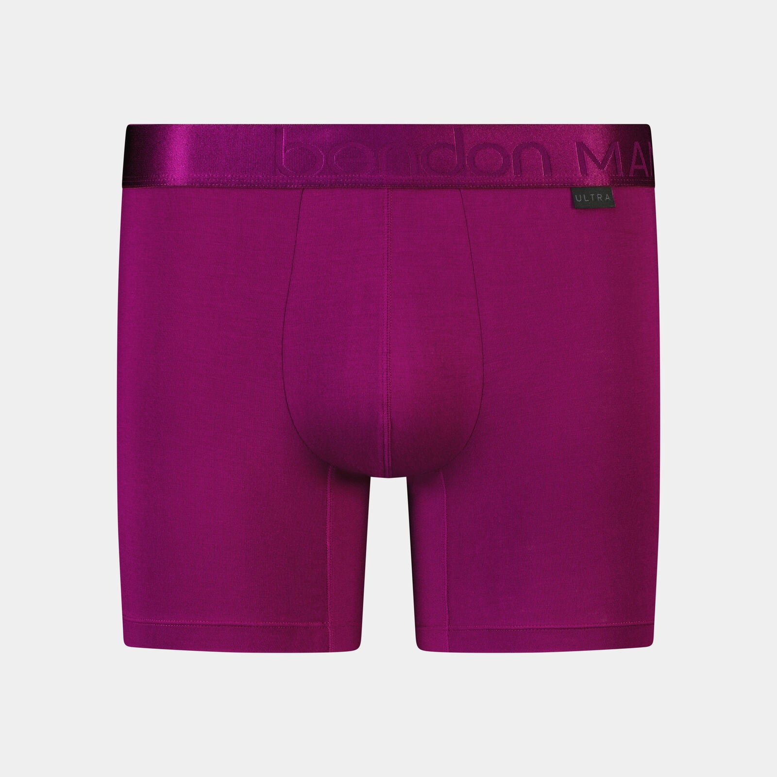 Bamboo Mens Trunk in MAGENTA PURPLE. Flat lay front view