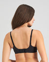 Model wears Comfit Collection Contour Bra in BLACK. On body back view