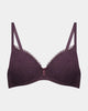 Hazel Contour Bra in PLUM PERFECT. Flat lay front view