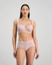 Midnight Express Underwire Bra in PALE LILAC. Flat lay back view