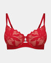 Margot Estelle Underwire Bra in JESTER RED. Flat lay front view