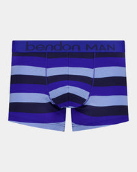 Rugby Stripe Mens Trunk in SURF/DELLA/PEACOAT. Flat lay front view