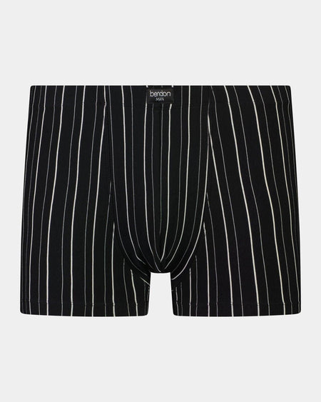 Cotton Stretch Mens Trunk in BLACK WHITE. Flat lay front view