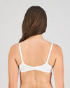 Model wears Angelica Contour Bra in WHITE. On body back view