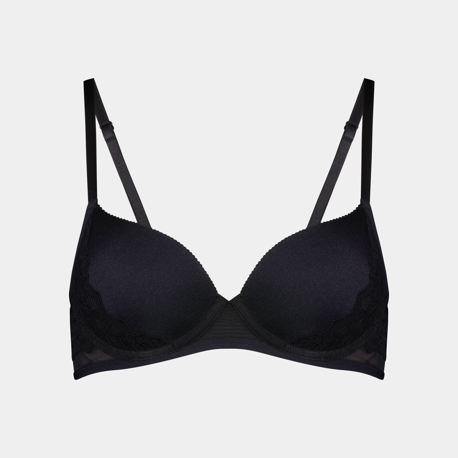 Chloe Contour Bra in BLACK. Flat lay front view