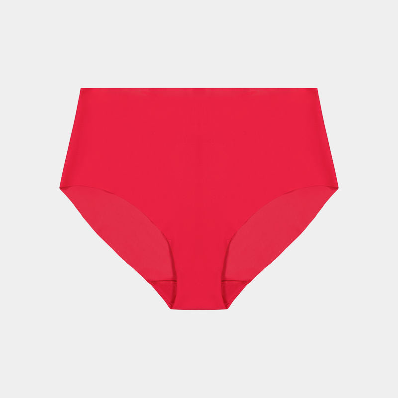 No Show Full Brief in LIPSTICK RED. Flat lay front view