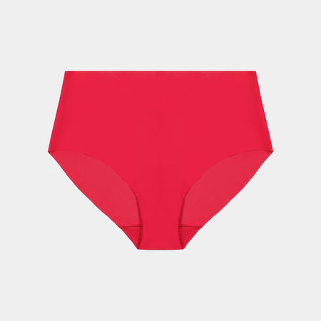 No Show Full Brief in LIPSTICK RED. Flat lay front view