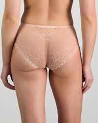 Model wears Golden Hour Full Brief in EVENING SAND. On body back view