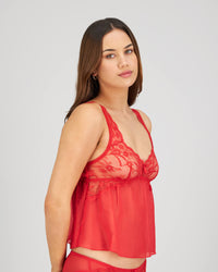 Model wears Giuliana Camisole in SALSA. On body side view