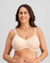 Model wears Bendon Restore Mastectomy Bra in LATTE. On body front view