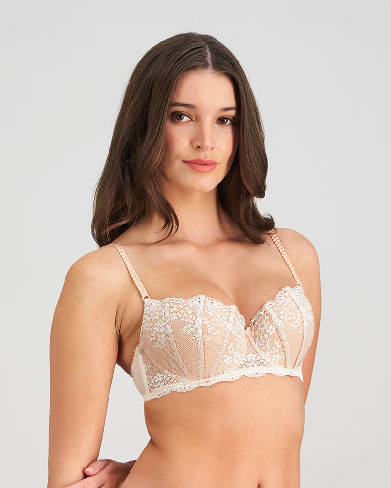 Sofia Contour Bra in CAMEO. Flat lay back view