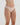 Model wears Stretch Cotton Thong in LATTE. On body side view
