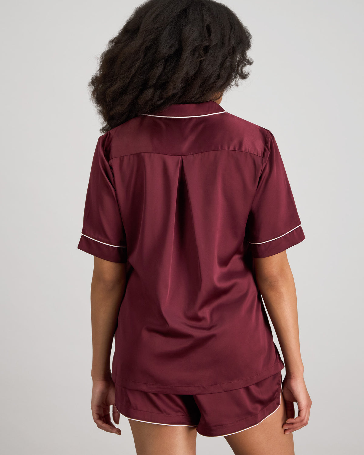 Model wears Holly Short Pj Set in FIG. On body back view