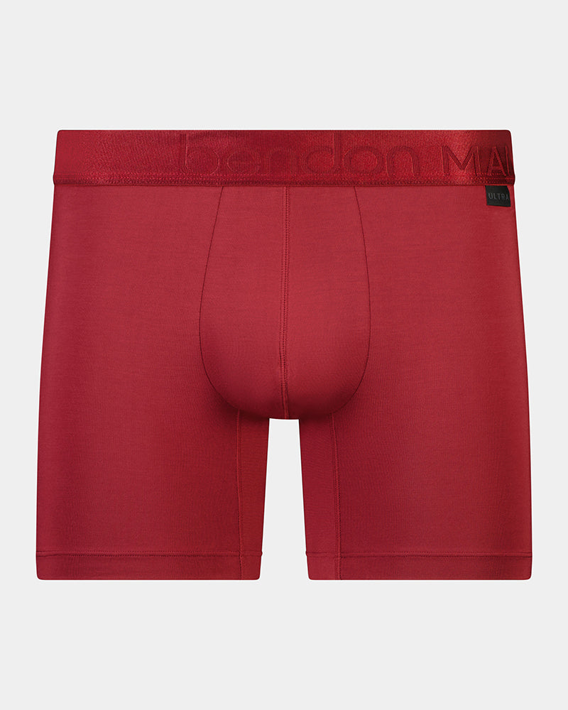 Bamboo Mens Trunk in BIKING RED. Flat lay front view