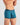 Model wears Bold Stripe Mens Trunk in DEEP TEAL/DEEP LAKE. On body side view