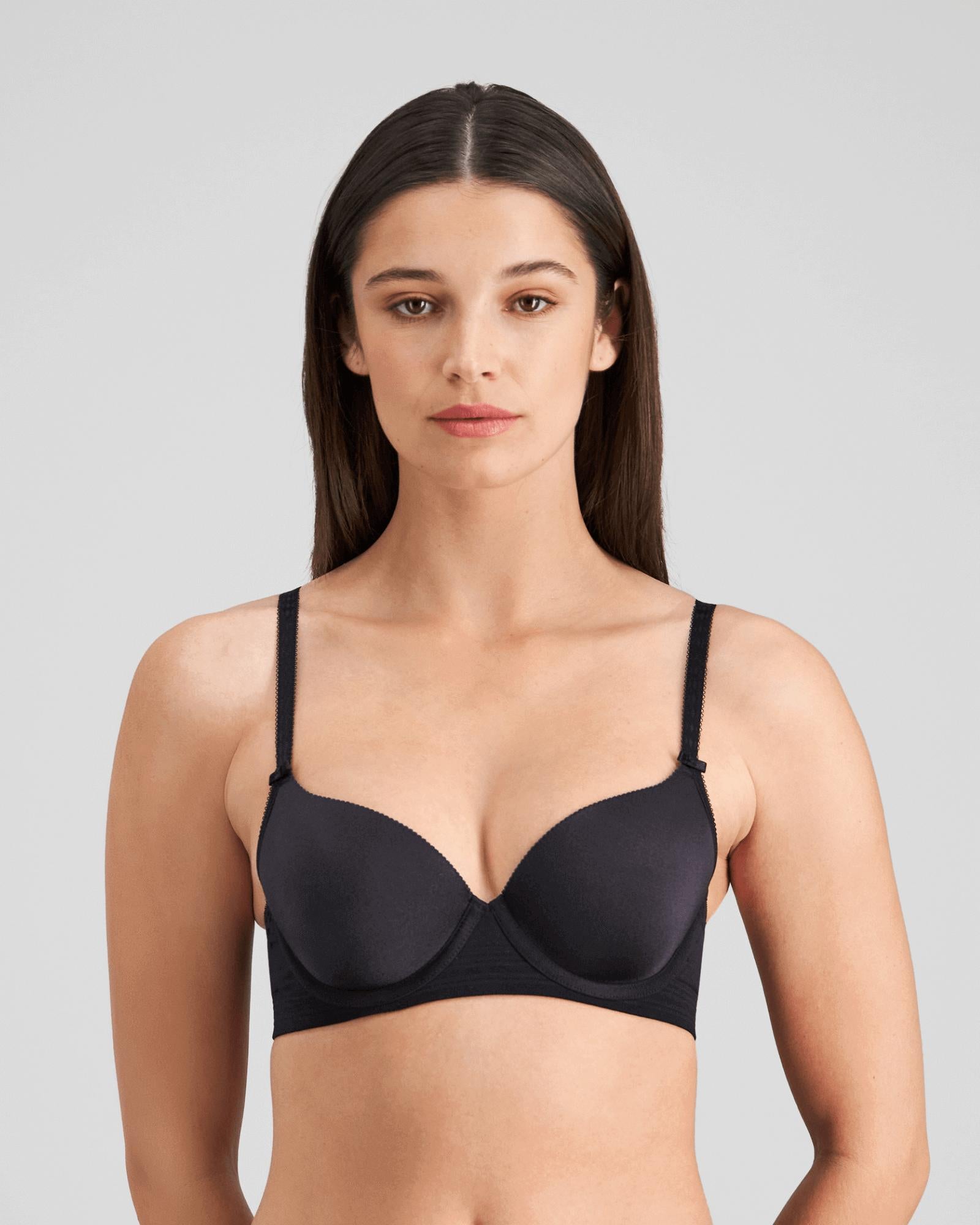 Model wears Bendon Body Contour Bra in BLACK. On body front view