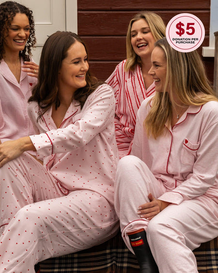 Hearts In Cabana Long Pj Pant in MINI HEART PRINT. Feature shot
