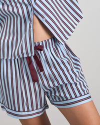 Cabana Stripe Short Pj in COOL BLUE. Feature shot