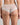 Model wears My Fit Lace Brazilian in WHITE. On body back view