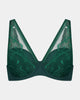 Effortless Lace Contour Bra in RAIN FOREST. Flat lay front view