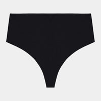 No Show Thong in BLACK. Flat lay front view