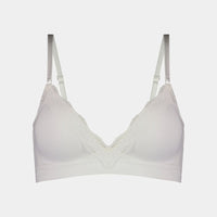 Nikki Wire Free Bra in WHITE. Flat lay front view