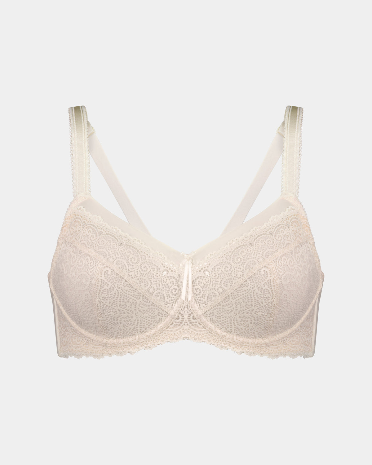 Delicate Lace Underwire Bra in IVORY/CREAM TAN. Flat lay front view