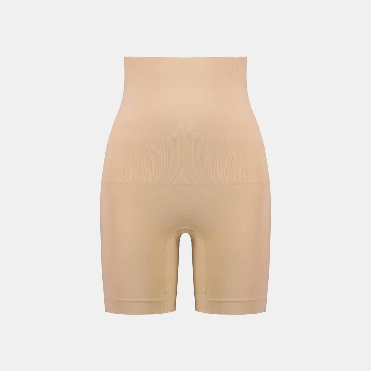 Medium Control High Waisted Shaper Short in CARAMEL. Flat lay front view