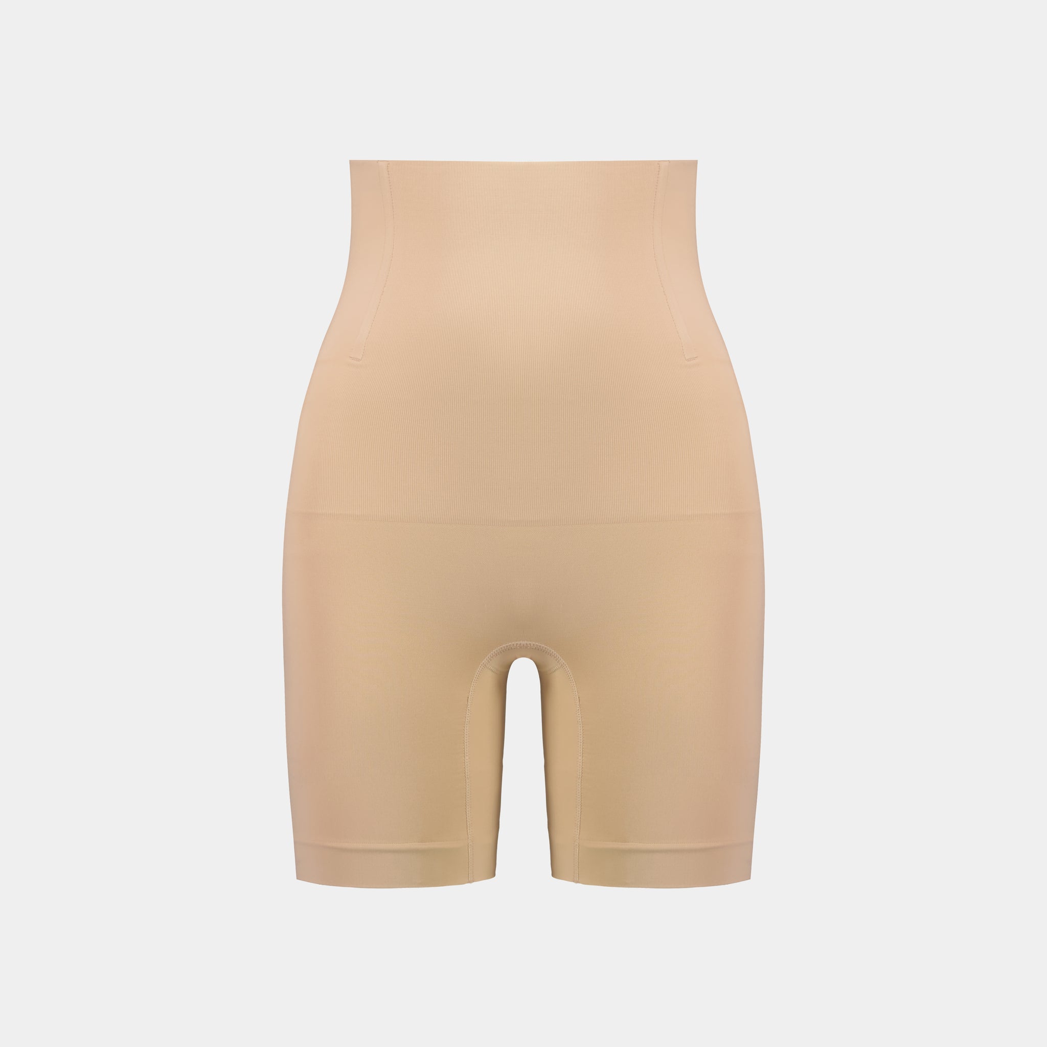 Medium Control High Waisted Shaper Short in CARAMEL. Flat lay front view