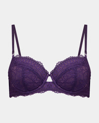 Only Mine Contour Bra in PURPLE VELVET. Flat lay front view