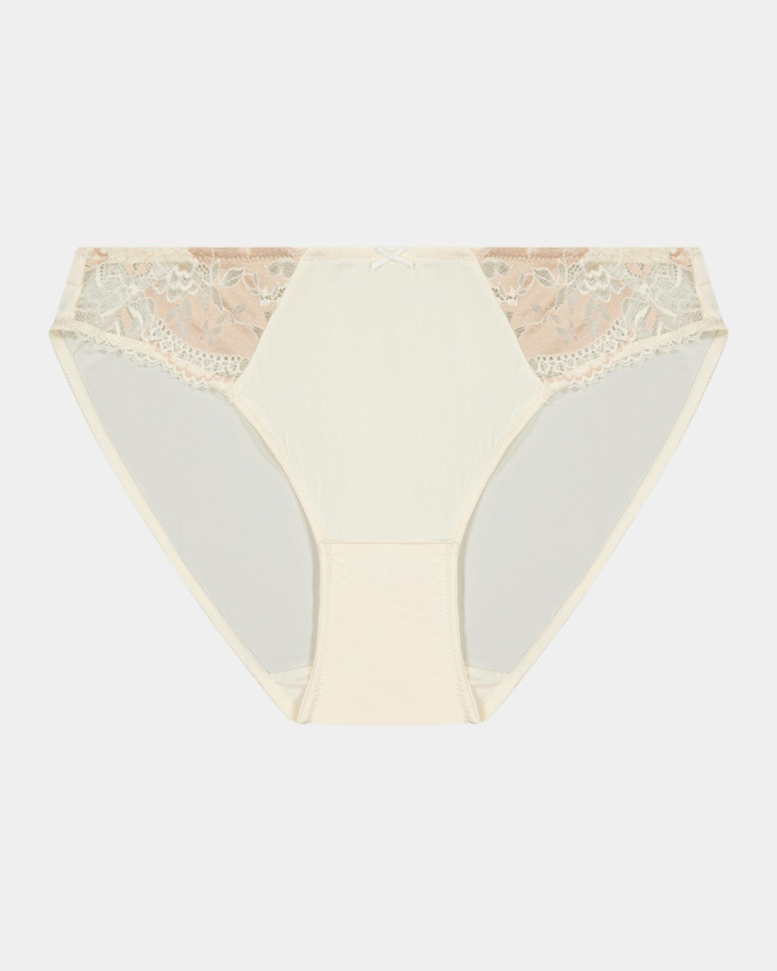 Wistful Bloom Bikini in LATTE/EGRET. Flat lay front view