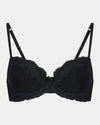 Body Lace Contour Bra in BLACK. Flat lay front view