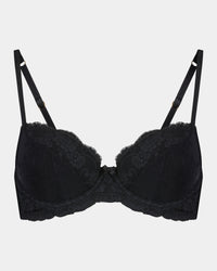 Body Lace Contour Bra in BLACK. Flat lay front view