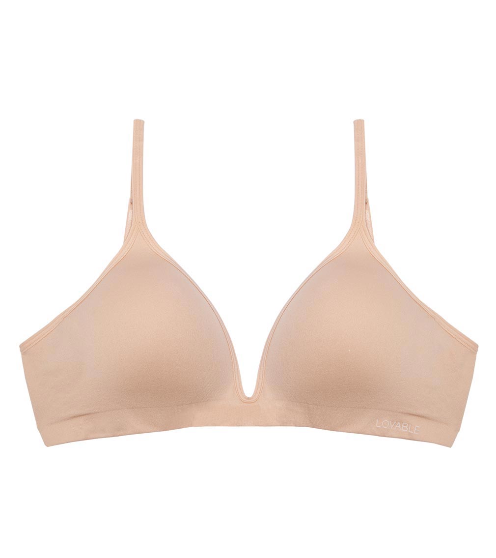Simply Seamless Wire Free Bra in Nude. Flat lay front view