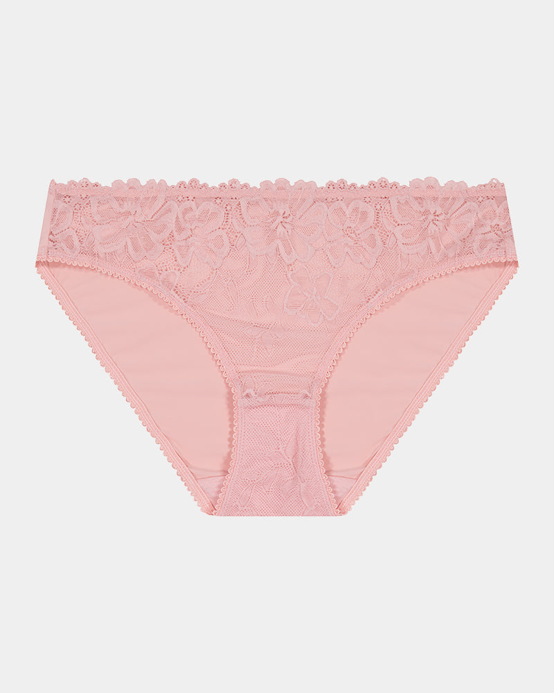 Lacey Bikini in SILVER PINK. Flat lay front view