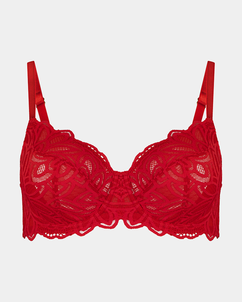 Laura Underwire Bra in SALSA. Flat lay front view