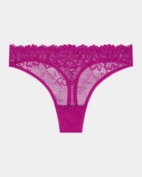 All Lacey Thong in FANTASY FUCHSIA. Flat lay front view